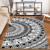 Mandala Pattern Black and White Rug Non-slip rug suitable for living room and bedroom sofas