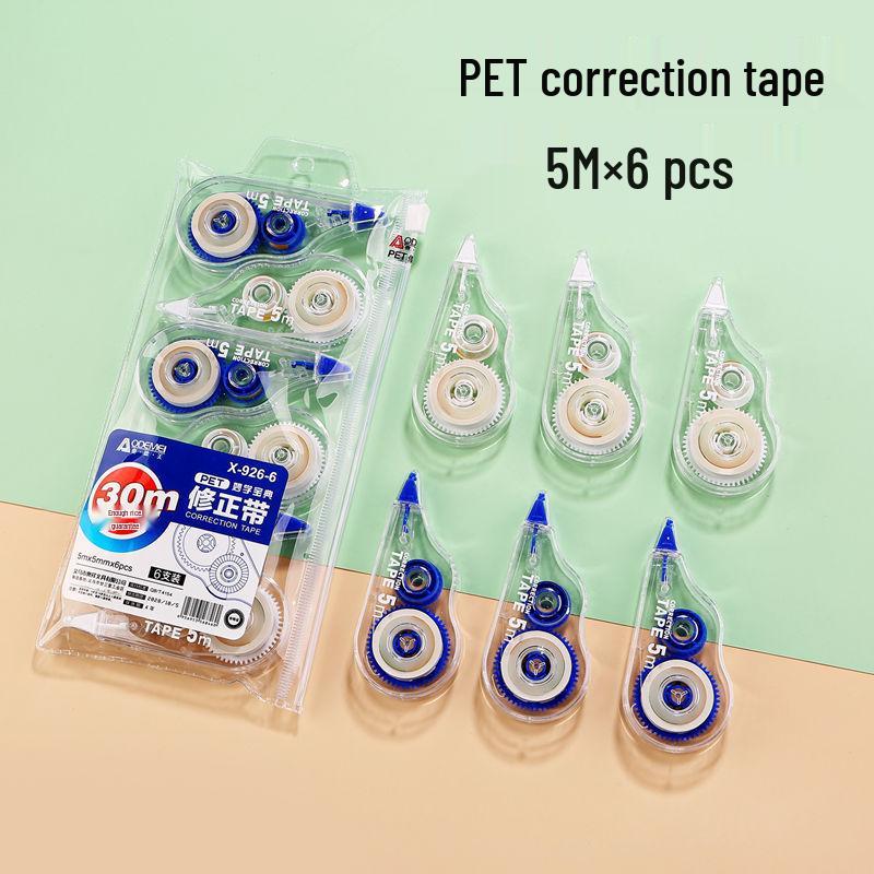 6-Pack Large Capacity 30m Correction Tape for Students