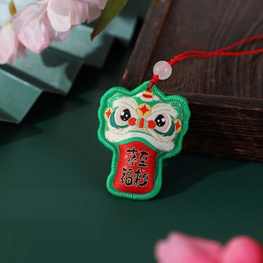 Awakened Lion Lion Dance Embroidered Pendant Brocade Car Hanging Ornaments Festive Accessory