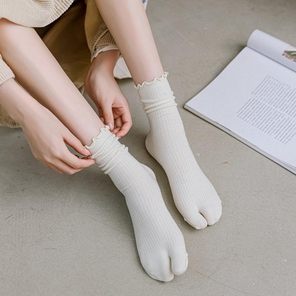 Comfortable Split Toe Socks Solid Color Two-Toed Socks Japanese Harajuku Tabi Sox  Summer