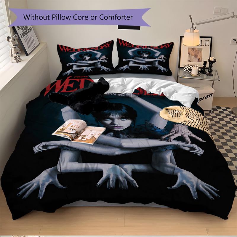 Wednesday Addams Dark Fantasy Print 3Pcs Bedding Setduvet Cover With 2 Bedropillowcase Home Birthday Gift