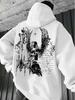 Occult‑goth Men Hoodie Fashion Back‑grunge‑wing‑maiden‑gothic‑script Decor Print Pullover For Soft Relaxed Casual Street Wear