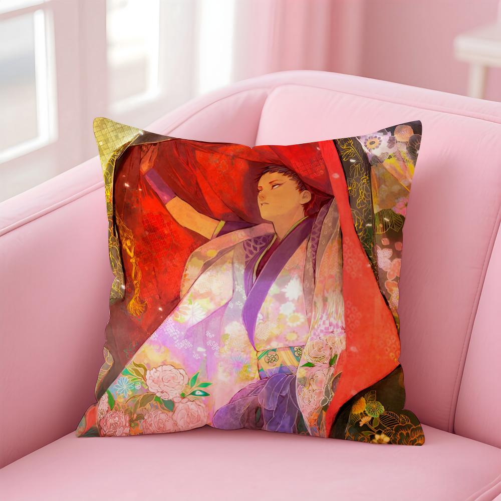 Japanese Style Anime Cartoon Art Cushion Cover Pillowcase Short Plush Invisible zipper Room Sofa Cushion Cover