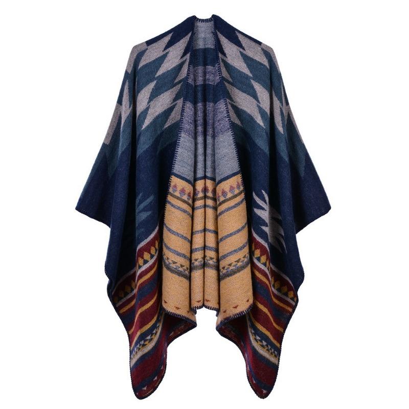 Women's Autumn and Winter Extended Fashion Scarf Shawl Dual-purpose Travel Camping Warm Double-sided Imitation Cashmere Cape