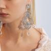 Artificial crystal flower fringed earrings, high-end explosive temperament earrings, light luxury and versatile earrings.