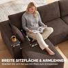Modular U-Shaped Sofa 287 cm, Frameless, Wide Deep Corduroy Seat, High-Density Foam, No Assembly, Khaki