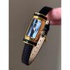 Vintage Slim Rectangle Quartz Watch for Women Elegant Leather Strap Small Bar Wristwatch Minimalist Luxury Daily Dress Ladies Watch