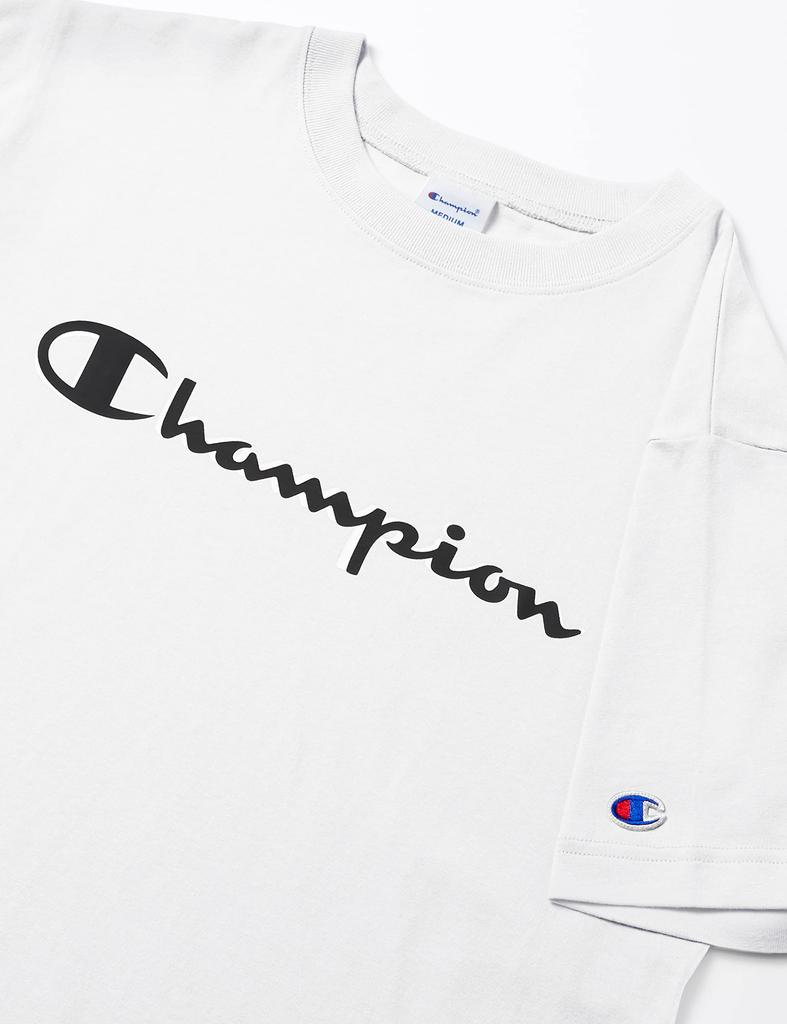 Classic Script Logo Print Short Sleeve Round Neck Cotton COTTON USA Rubber Print Short Sleeve Basic White M [Champion] T-Shirt 100% T-Shirt