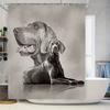Black White Watercolor Dog Portrait Shower Curtain Grey Modern Bathroom Decor for Pet Lovers 72x84 (Large Size)