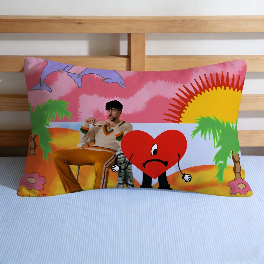 Bad B-bunny Tirar Mas Fotos D-dtmf Cushion Cover Hit Product Home Sofa Living Room Double-sided Soft Decorative Pillow Cover