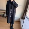 Premium sweater cardigan women's autumn and winter medium and long loose knitted jacket loose lazy bathrobe lace-up coat