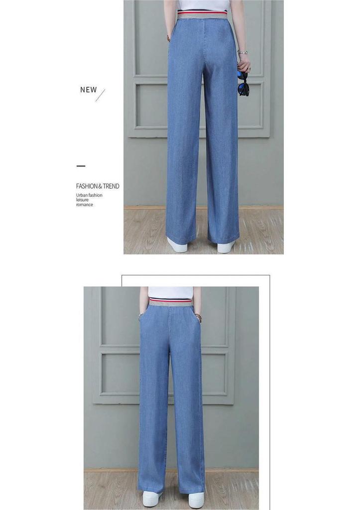 Pantalones de Pierna Ancha de Denim Tencel de Cintura Alta para Mujer - Seda de Hielo, Edición Verano 2026