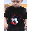 European Sizes Boy Fashionable Cartoon "Soccer" Graphic Print T-Shirt Top for Kids Summer Casual Round Neck Short Sleeve Shirt