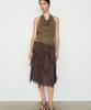 Masimodutti Frill Detail Fluid Midi Skirt