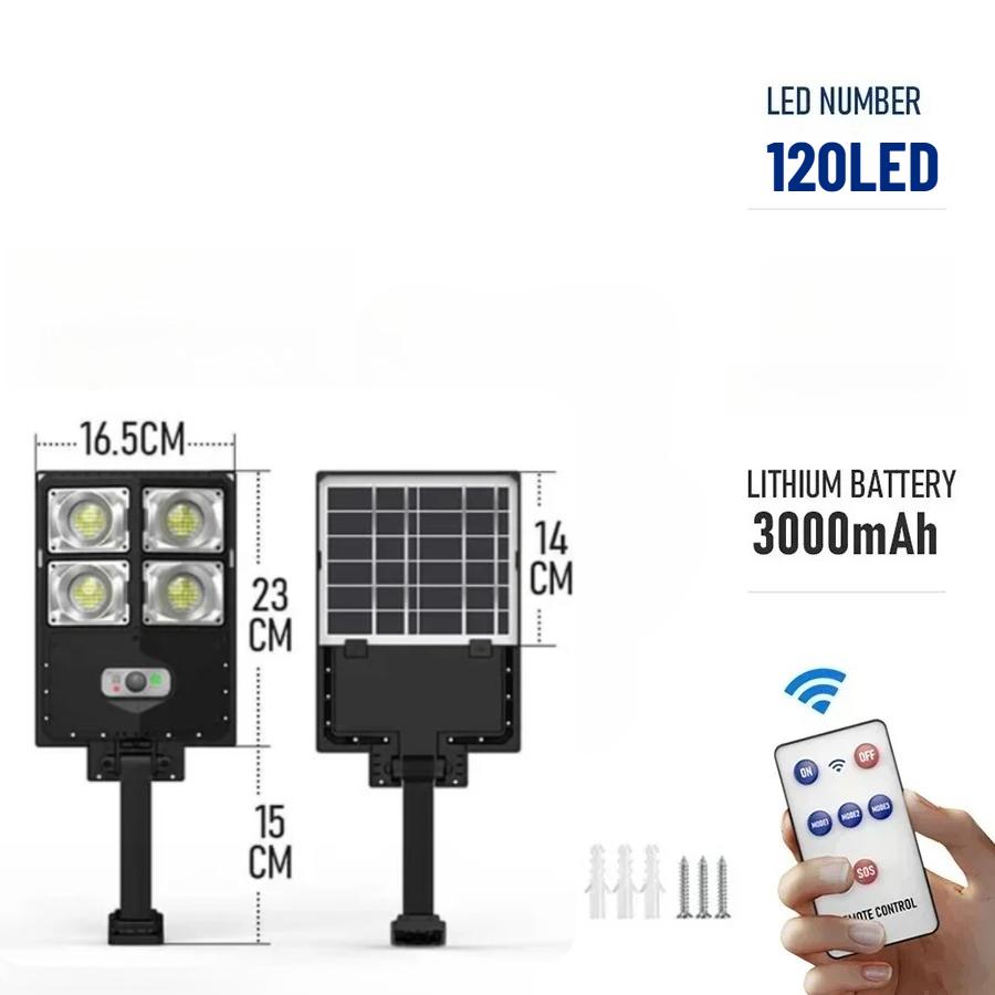 360LED Lumières LED Solaires à Détecteur de Mouvement Extérieur les Plus Lumineuses Lampe Solaire Externe avec Télécommande Projecteur Lampe de Rue Murale 120LED 180LED 240LED 300LED
