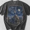 Yosemite Wolf Graphic Tee: Mystical Half Dome, 90s Retro Cotton Shirt