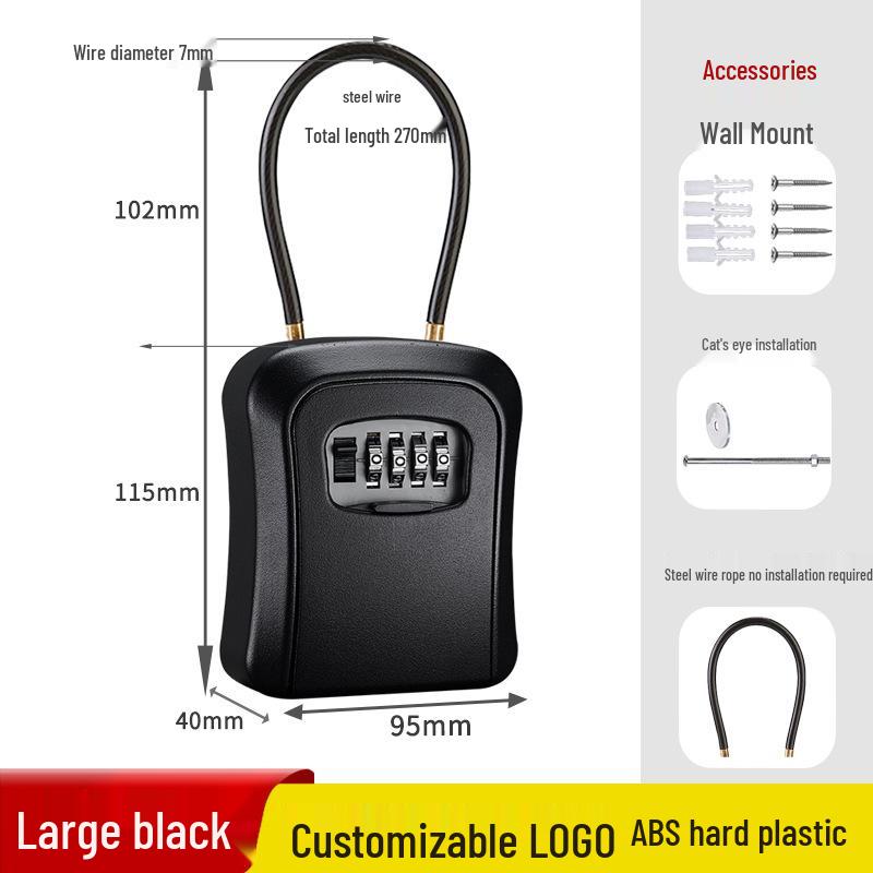 Wall-Mounted Key Lock Box for Temporary Sites with Peephole - No Drill Installation