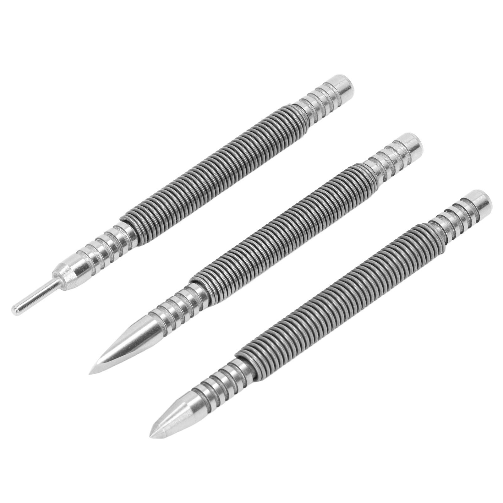 

3 Pcs Spring Nail Carbon Steel Spring Loaded Design 3500PSI Shock S Nail Set and Counter Punch for Wood Metal Glass