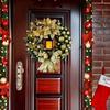 45cm Christmas Decoration Golden Wreath With Lamp For Front Door Red Ball Flower Garland Xmas Ornament Window Wall Hanging Decor