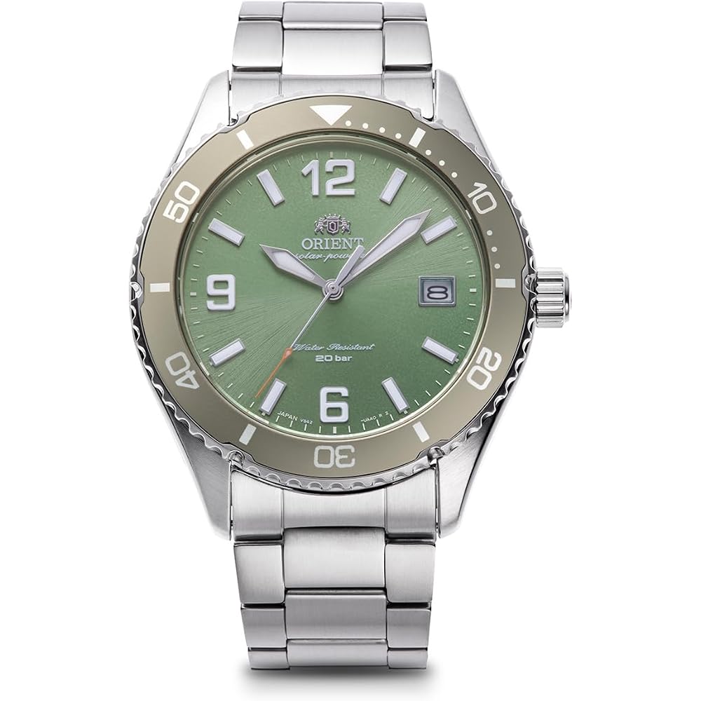 [Orient Watch] Mako Solar Powered Wristwatch, RN-WJ0001E, Men s, Green, with Domestic Manufacturer s Warranty