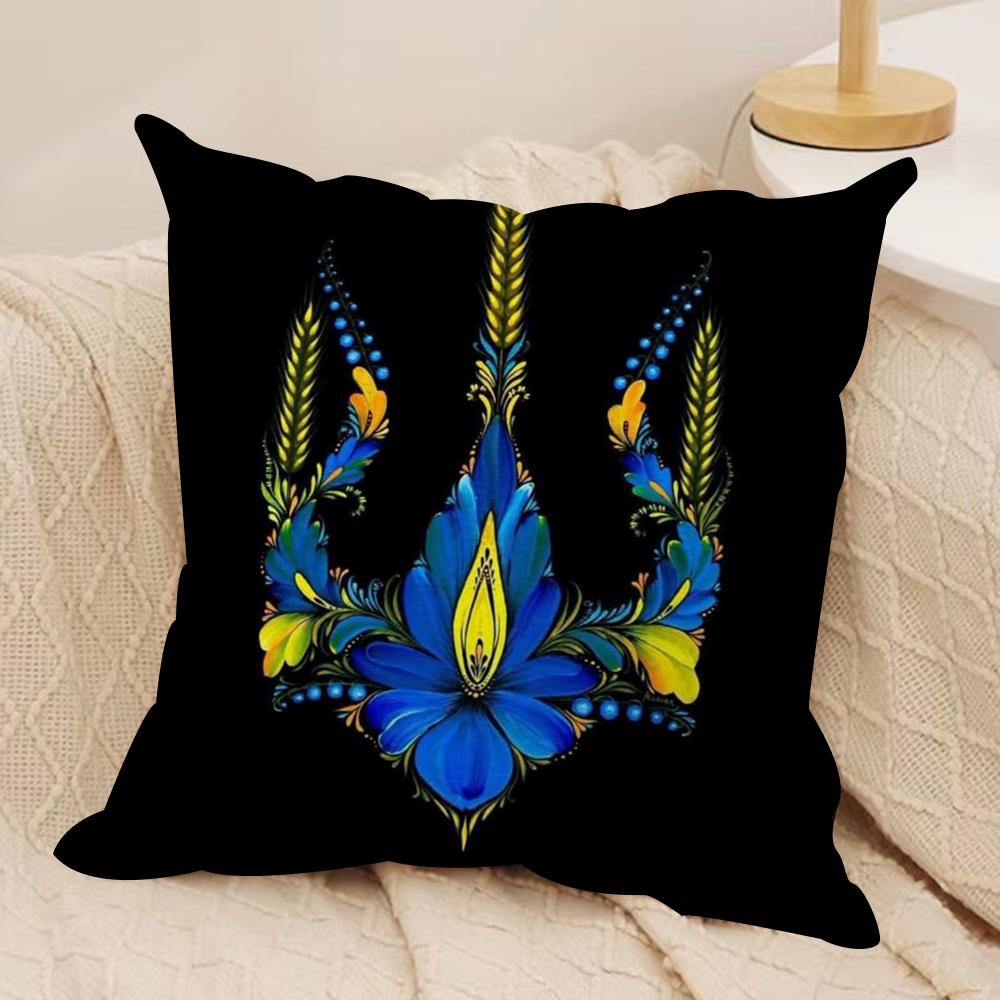 Uukraines Flag Aesthetic Cushion Cover Silky Short Plush DoubleSided Printed Pillow Case for Sofa All Seasons Home Decor Gift