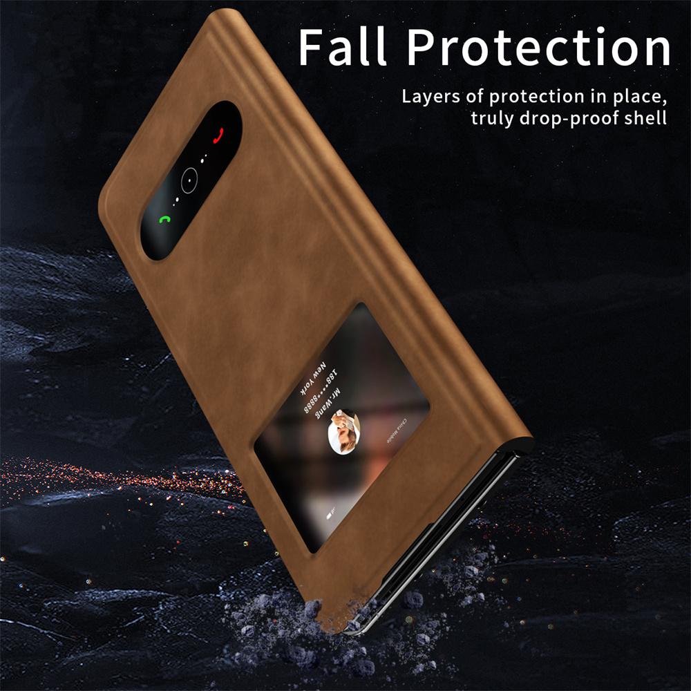 Solid Color Flip Leather Phone Case For Samsung Galaxy Z Fold 7 5G Fold7 Holder Design Protective Shell Protection Back Cover