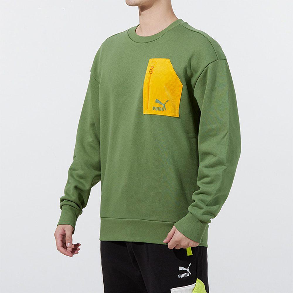 PUMA Sweatshirts Men's Green Crew Neck Moderate Regular 535130-67