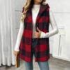 Women's Fashion Plaid Hooded Button-Front Vest Jacket