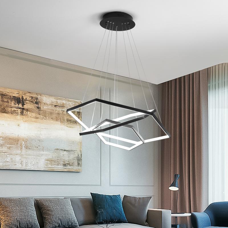 Minimalist Light Luxury Living Room Chandelier Villa Duplex Building Pendant Lamp LED Restaurant Stainless Steel Hanging Fixture