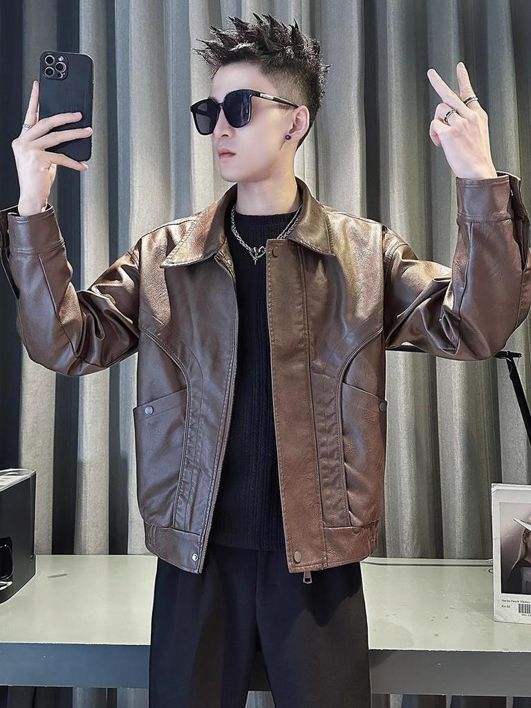 Men's High-End Trendy PU Leather Jacket - New 2025 Autumn/Winter Stylish Rogue Design