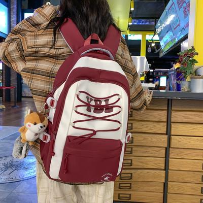 Colored Large Capacity Schoolbag Women's College Style Backpack Junior High School Student Backpack