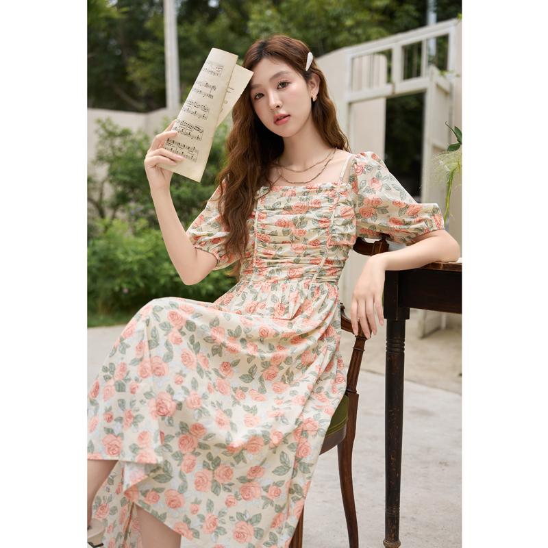 

Женское платье Mishow, новинка лета 2023, 100% хлопок с квадратным воротником и цветочным принтом, винтажное элегантное повседневное платье трапециевидной формы с принтом, MXC33L1397 L оранжевый