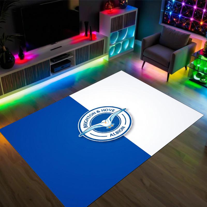 Brighton & Hove Albion Football Design Crystal Velvet Carpet Cozy Non?Slip Printed Rug For Bedroom Living Room Entrance