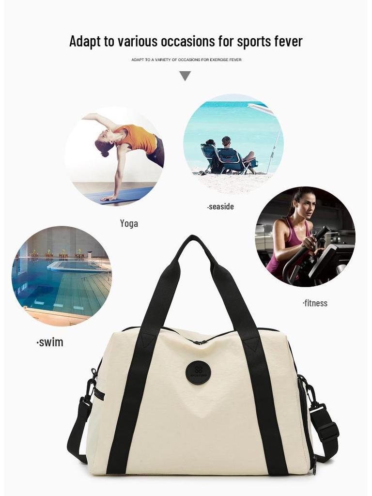 Large Capacity Travel Handbag with Dry/Wet Separation, Shoe Compartment, and Sports Fitness Storage