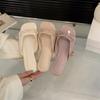 Wedge heel bow nude French cool slippers women's shoes wear 2025 new summer skirt fairy sandals