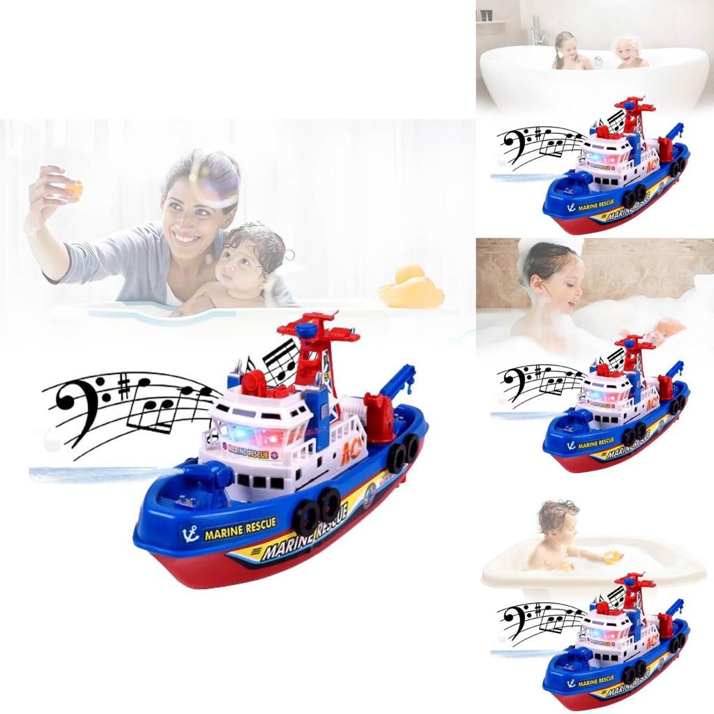 Colorful Electric Fireboat Toy For Kids With Water Spraying Music And Lights Features