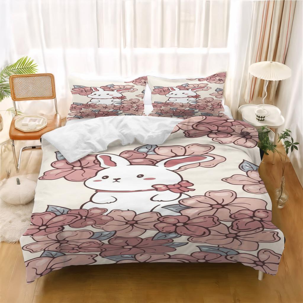 Lucky Rabbit Anime Duvet Cover Children'S Bedding Pillowcase Printed Children Adult Set Queen Size Reactive Printing Quilt