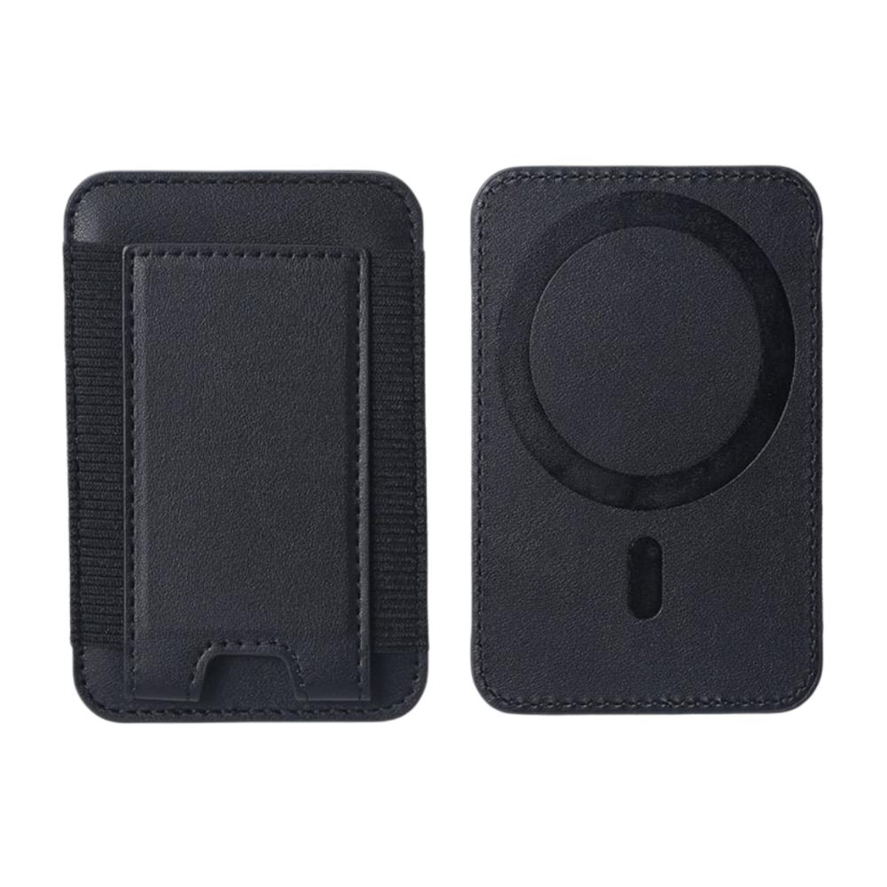 

Magnetic Card Holder Solid Color Convenient Cell Phone Cardholder PU Leather Phone Back Card Bag for Iphone 13 14 15 16 17 Pro чорний