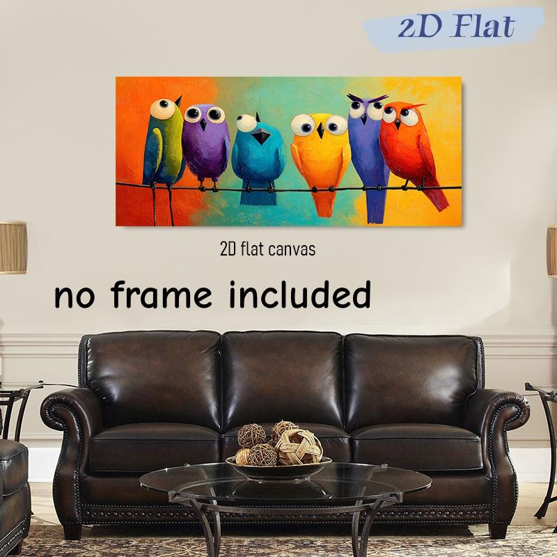 1pcs Modern Simple Cartoon Animal Canvas Painting Nordic Style Children's Room Decoration Painting Colorful Bird Frameless Hangi