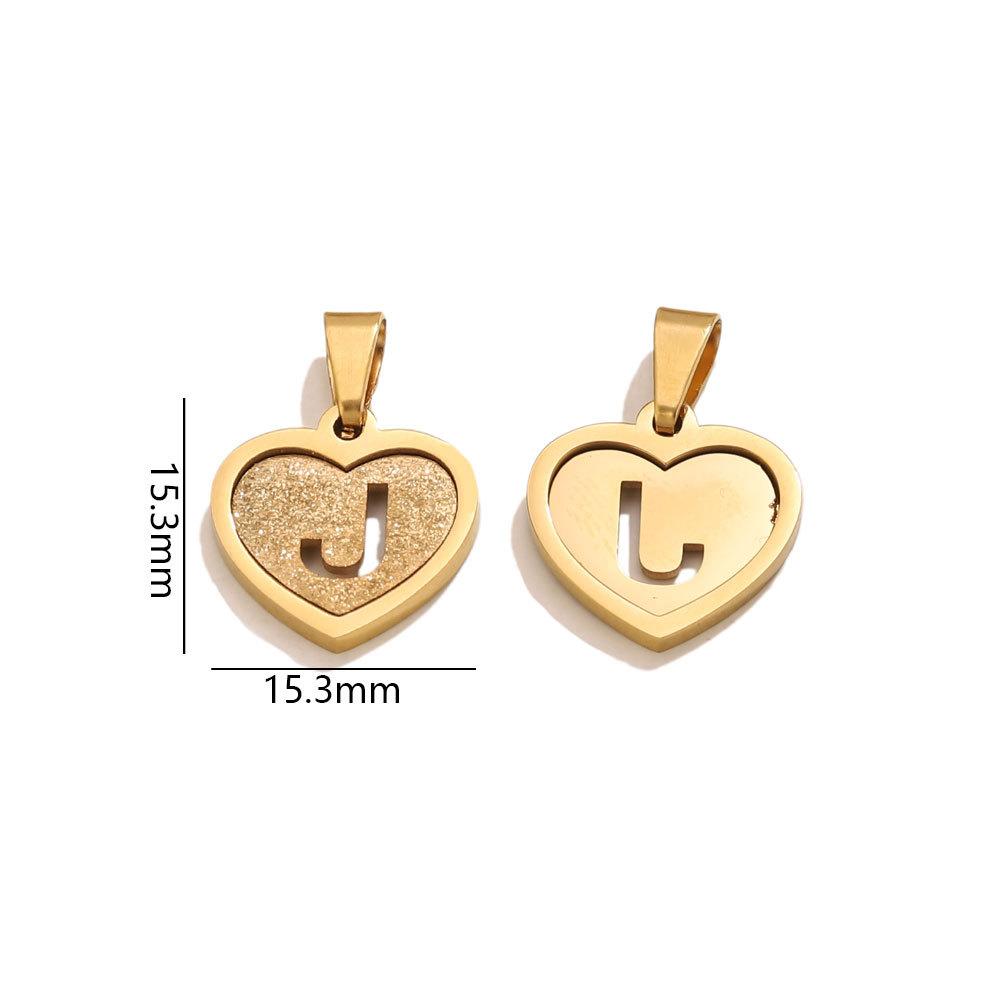 5Pcs/Bag Stainless Steel Gold-plated Heart Letter Pendant DIY Accessory Fashionable Versatile Letter Necklace Pendant