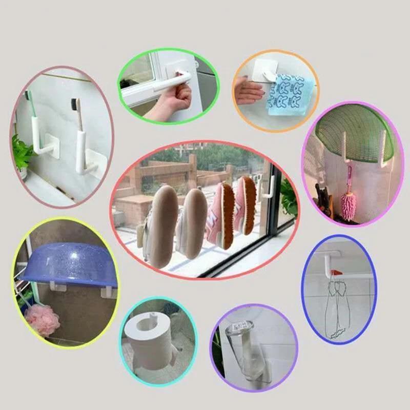 New 1 Pcs L-Shape Punch-Free Hook Wall Mounted Cloth Hanger for Coats Hats Towels Clothes Kitchen Rack Roll Bathroom Holder
