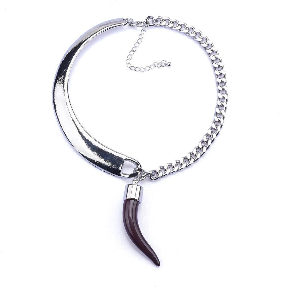 Alloy Necklace Necklace Asymmetrical Half-Curved Half-Chain Trend Accessory