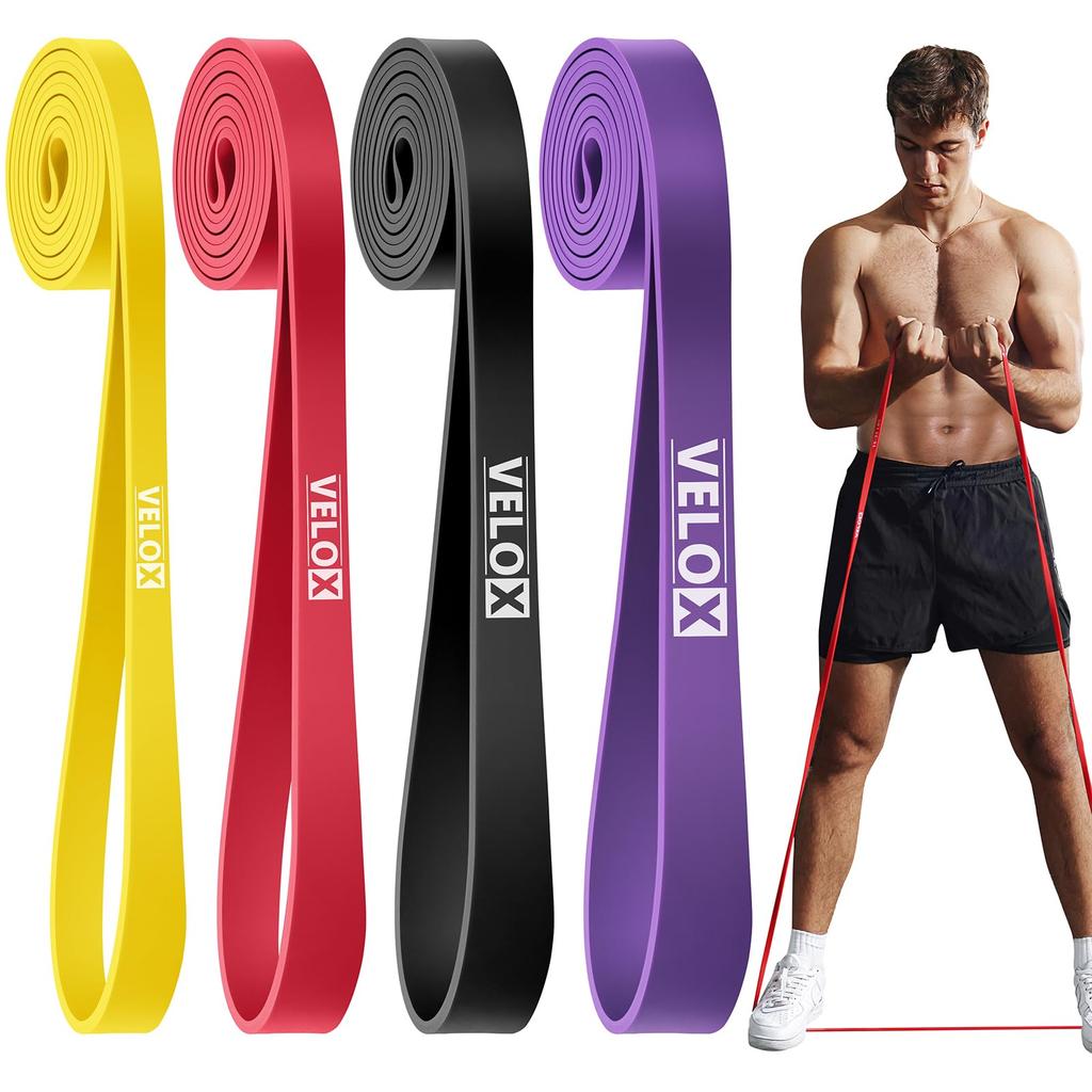 VeloX Support and Training Band Set Adjustable Includes Storage Ideal for Home Strength and Unisex Pull-Up Full-Body (4 Levels) - Bag, Training,