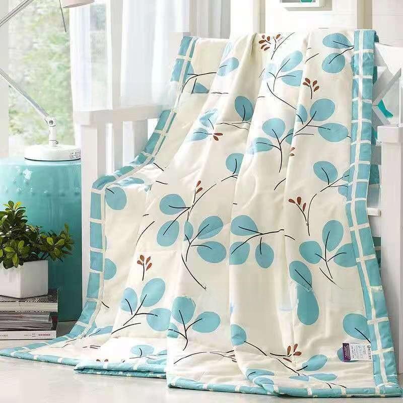 Printing Flower Breathable Cotton Blended Summer Blanket For Comfort Indoor