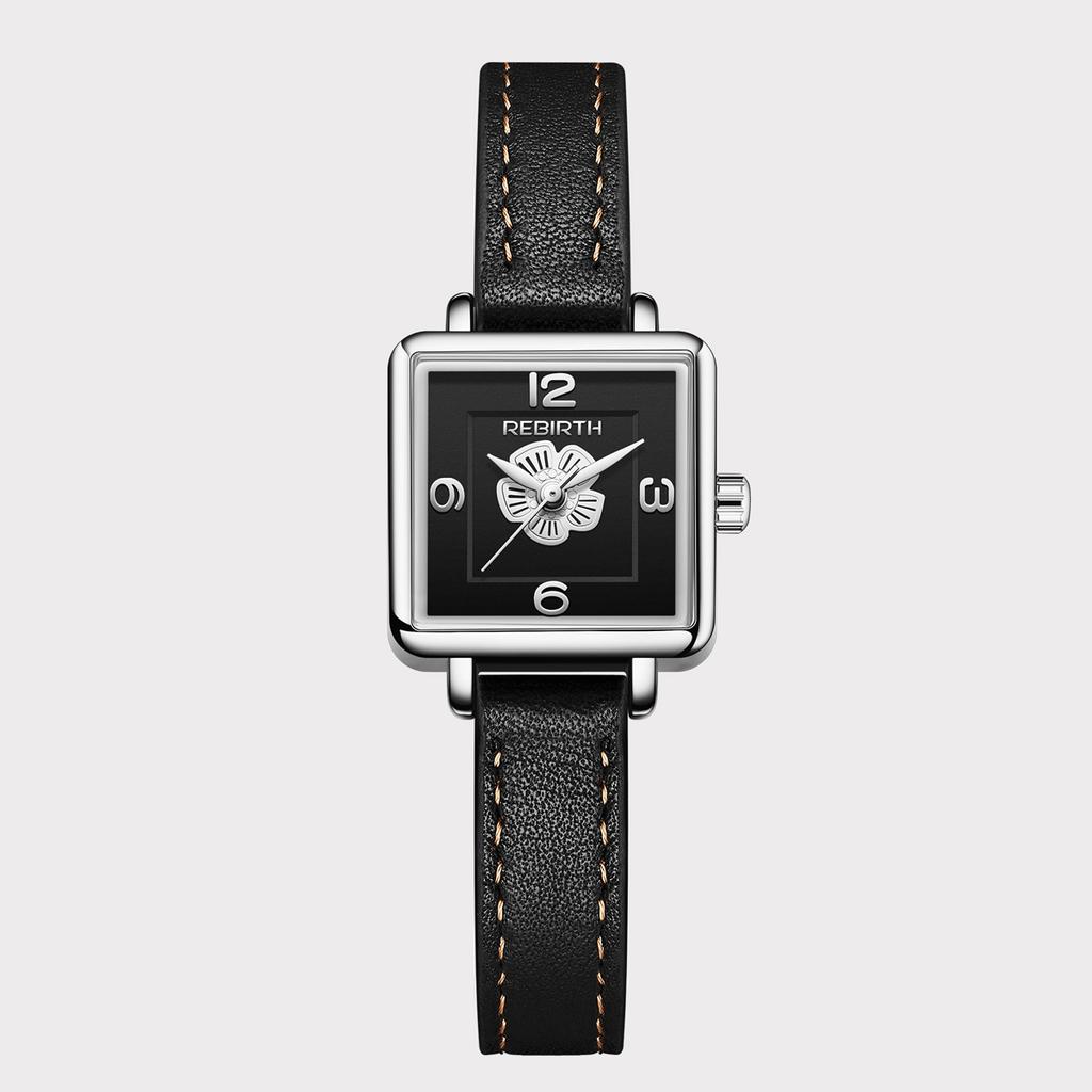 Fashionable Floral Surface Casual Leather Strap Quartz Watch
