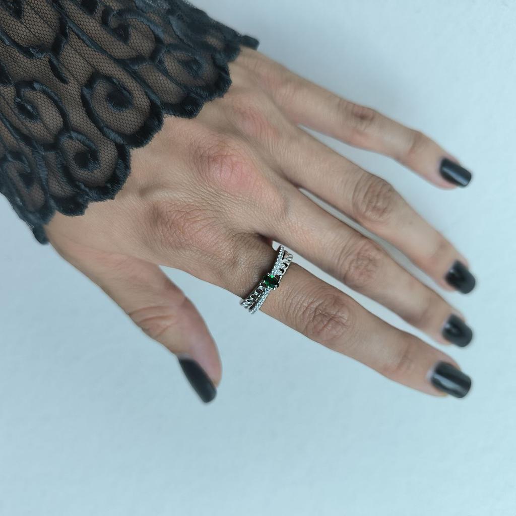 Silberring mit Nano-Smaragd 0,518ct, Artikelgewicht 2,61 g (2192138)
