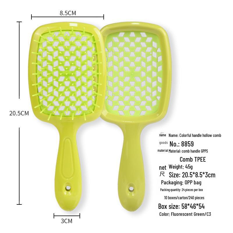 Pente de Massagem com Grelha Quadrada de Emenda – Ferramenta para Cabelo Volumoso e Alisamento