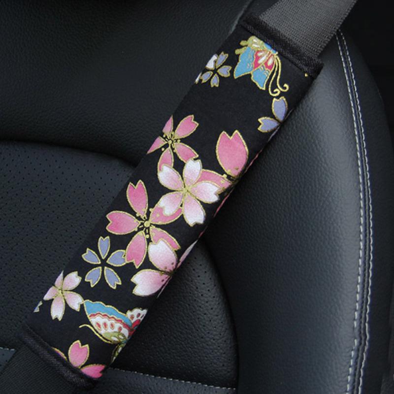 1/2PCS 6.5X23cm Car Truck Universal Safety Belt Covers Car Seat Shoulder Strap Pad Cushion Protection Flower Padding Auto