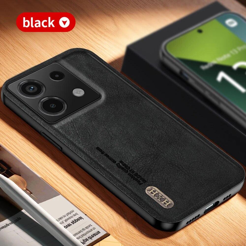 

Redmi Note 13Pro Магнитный держатель в виде ракушки Ретро матовый кожаный чехол для телефона для Xiaomi Redmi Note 13 Pro Plus Защитный чехол для камеры redminote 13proplus чёрный