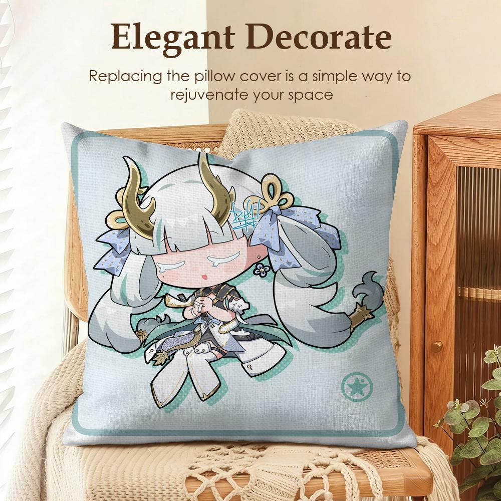 

Jinhsi cute wuthering waves Cushion Cover Natural Linen Organic Fabric DoubleSided Printing Sofa Home Decor Gift Pillow Case 30x30cm